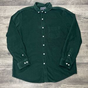 Club Room Men's Large Corduroy Green Long Sleeve Button Down Collared Shirt